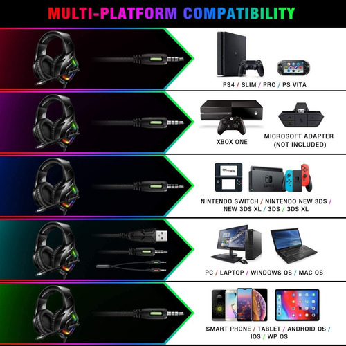 Auricular Runmus 7.1 Surround Xbox One / Ps4 / Pc / Mac Rgb