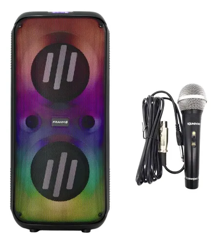 comprar Kit Caixa Som Portátil Bluetooth 670w Led Microfone Com Fio