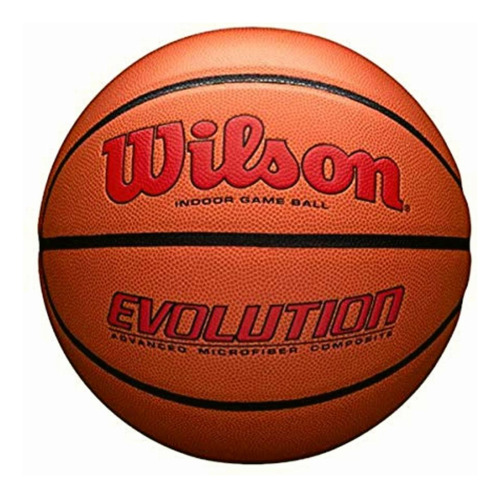 Wilson Evolution Game Basketball, Scarlet, Official Size Color Escarlata