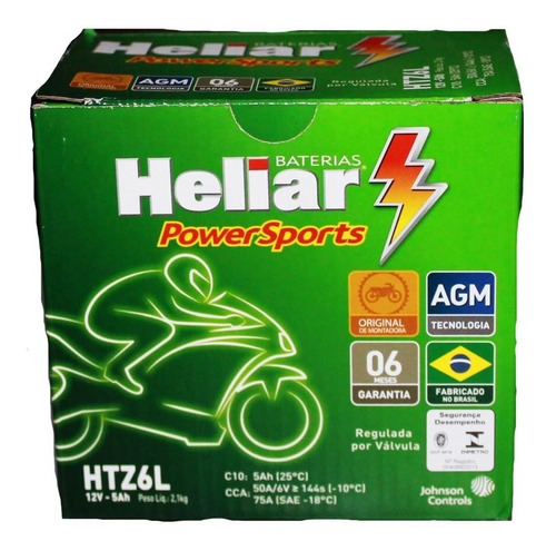 Bateria Heliar Htz6 Yamaha Ybr/factor/xtz 125 Original