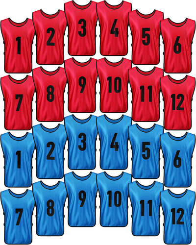 24 Chaleco Practica Futbol Reversibl Numerado Para