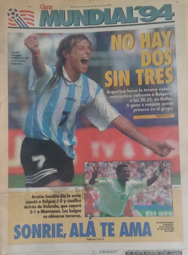 Suple Clarin Mundial 94 Argentina,arabia Saudita 1 Belgica 0