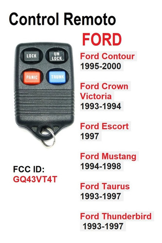 Control Remoto Ford Thunderbird  Mustang Taurus 1993-1998