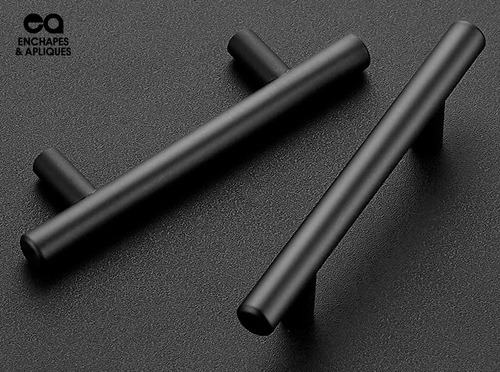 Imagen 3 de 5 de Manija Tubular Negra 96mm Inox X 6 Unidades