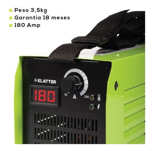 Soldadora Inverter Klatter 180 Amp + Pinzas