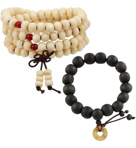 Imagen 1 de 7 de Ruztik | Set Collar Japa Mala Budista + Pulsera Ébano 10mm