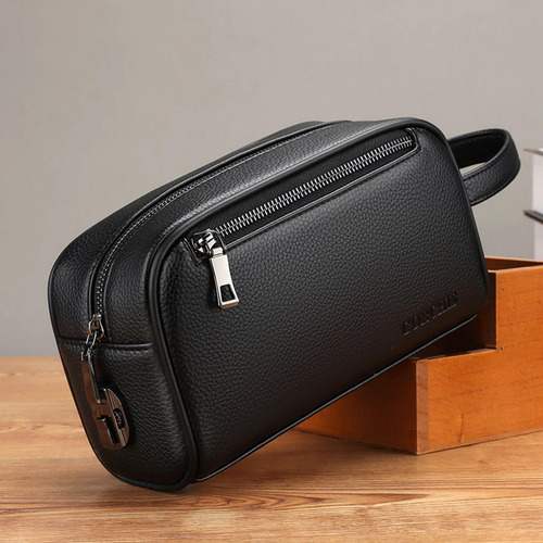 Bolso De Mano Para Hombre De Gran Negro Con Cerradura