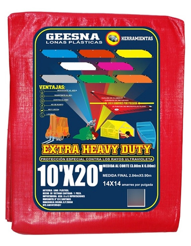 Lona Geesna Extra Heavy Duty (pesada) 10x20 Ft (3 X 6m)