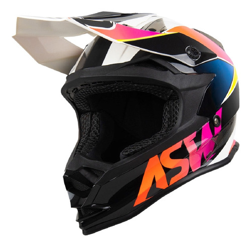 Capacete Asw Fusion Hubble Preto/rosa Trilha Nf Novo