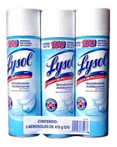 Lysol 3 Pack 475g C/u Antibacterial 99.9 Elimina Virus
