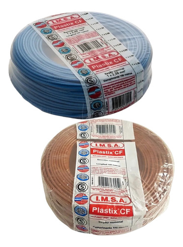 Cable Unipolar 1,5 Mm Imsa X50 X 2 Colores Celeste Y Marron Celeste/marrón