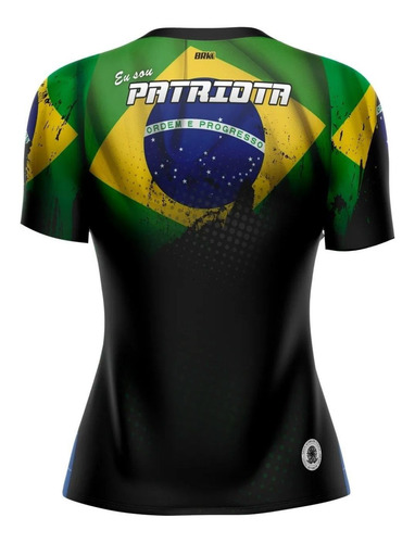 Imagem 3 de 3 de Camiseta Feminina Brasil Acima De Tudo Patriota Brk C/ Uv50+