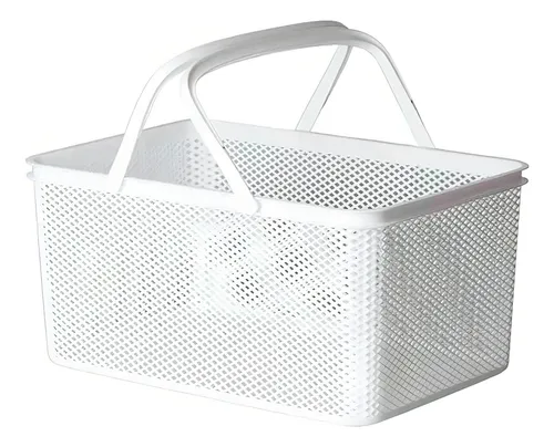 Cesta rectangular con asa blanca, 40 x 27 x 20 cm, Paramount