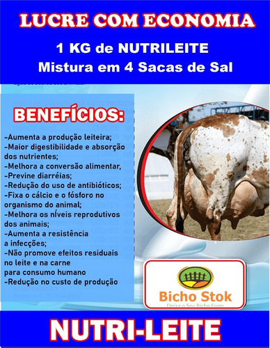 Nutrileite 5kg Premix Vaca Leiteira Lactante Pomada Ordenha