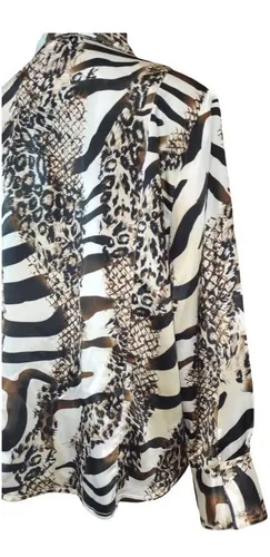 Camisa Vintage Con Animal Print Manga Larga - Camisa Presa (Usado)