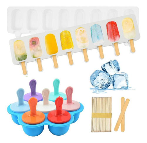 3 Molde De Silicón, 23 Paletas De Hielo Y 100 Palos