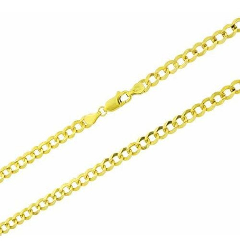 Collar Con Colgante De Cadena Cubana Unisex De Oro Amarillo 