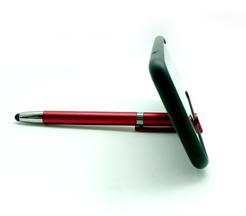 Bolígrafo Touch Y Apoya Celular 3 En 1 Rojo