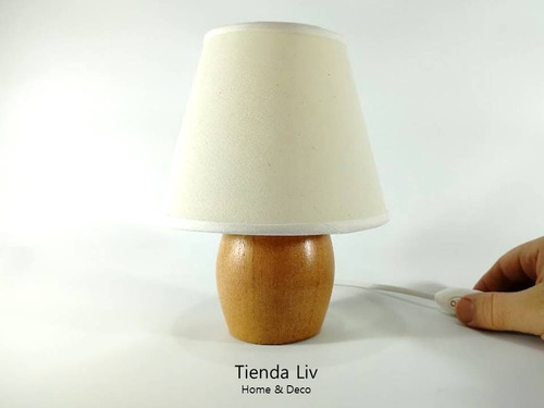 Imagen 7 de 7 de Velador Con Pantalla Estilo Moderno Escandinavo Base Madera