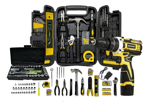 Jogo De Ferramentas 169 Peças Com Maleta E Furadeira Parafusadeir...