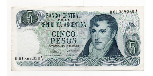 Argentina Billete 5 Pesos Ley Reposicion Bottero 2333 Fil 4a