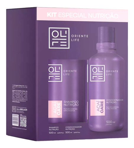 Kit Shampoo E Condicionador Nutrição Açaí 500ml Oriente Life