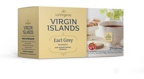Te Earl Grey Aromatico Virgin Islands X 25 Saquitos Sin Tacc