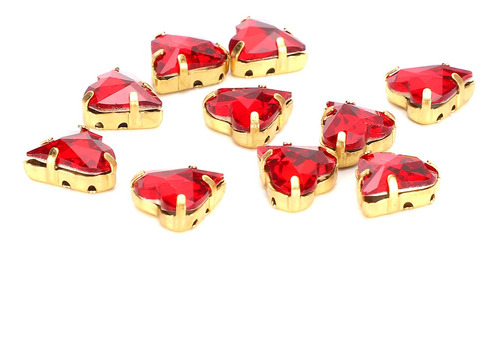 10pcs Vermelho Imitação De Pedras De Cristal Ornamento Em Fo