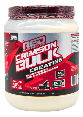 Creatina Monohidratada Crimson Bulk 1 Kg Redline 200 Servs