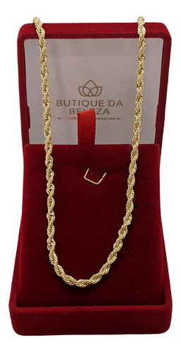 Cordão Torcido Folheado A Ouro 18k 50cm Semijoia