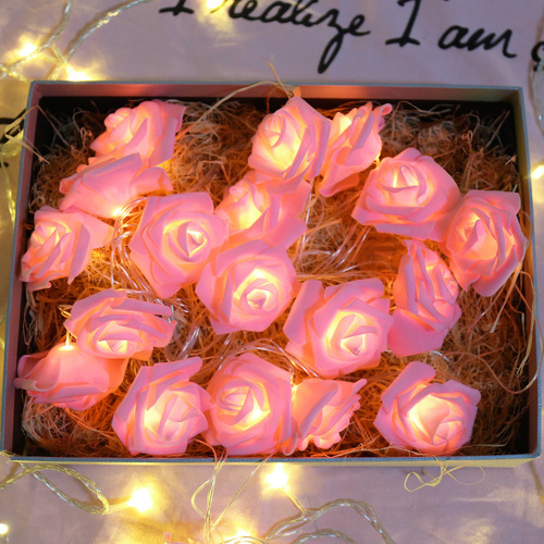 Blanco Y Rosa Roja, 2 M 10 Luces, [batería Normalmente Encen