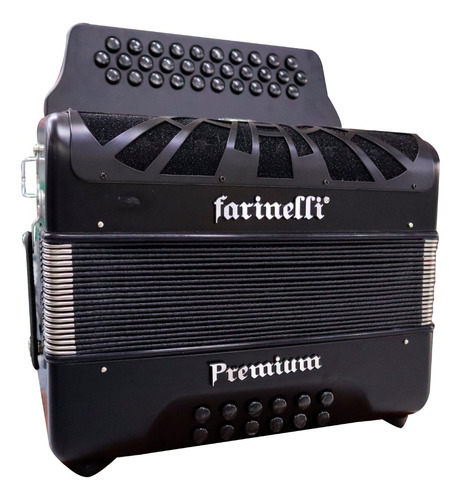 Acordeon Botones Gcf Negro Con 5 Voces Farinelli Premium