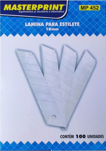 Lamina De Estilete Larga 18mm Masterprint Cx C/ 100 Unds