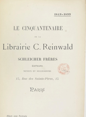 Libreria El Cincuentenario C Reinwald 1899