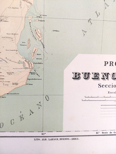 Mapa 1886 Buenos Aires Sudoeste Telegrafos Ferrocarriles (Usado)