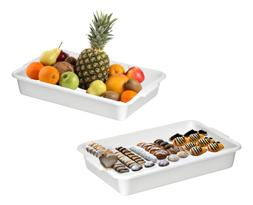 Kit Com 10 Bandejas Topa Tudo Alimentos Branca 8 Litros Com Tampa