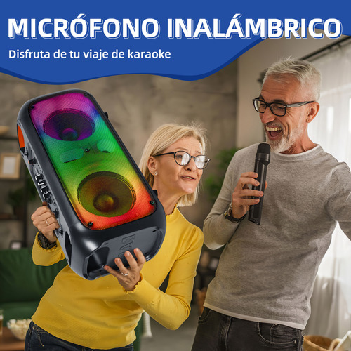 Bocina Bluetooth Inalámbrica Audio Altavoz Bocinas Para Exterior Baterías De Litio Recargables Subwoofer Altavoz Bluetooth Con Micrófonos Rgb Luces Radio Fm