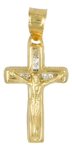 Dije Medalla Cruz Jesus Cristo Zirconias Oro Puro 10k 100% 
