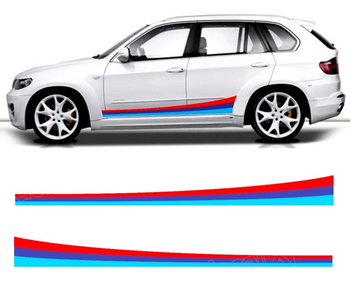 Par Adesivos Faixa Lateral Compatível Bmw X3 Tricolor Imp20 Cor PADRÃO TRICOLOR