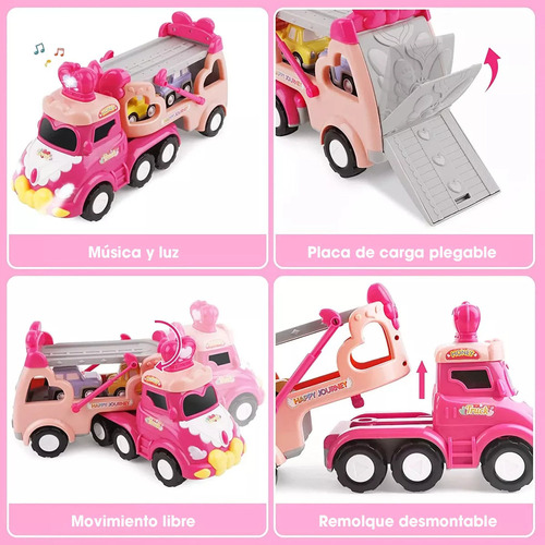 Coche De Juguete Transformer 5 En 1 Con Luces Y Música, Rosa
