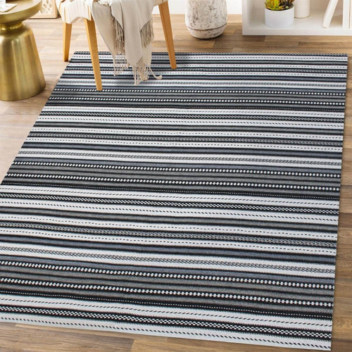 Tapete Para Sala Quarto Boho Toque Egipcio 132x200 Arezzo Cor Preto