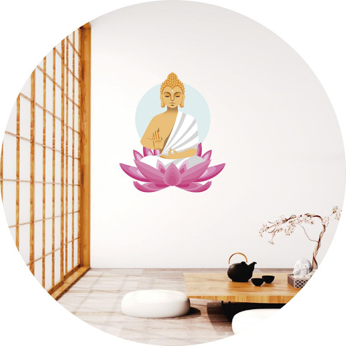 Imagen 1 de 4 de Vinilos Decorativos Buda Zen Flor De Loto Yoga