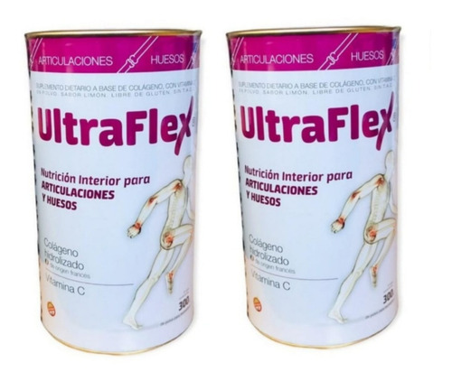 Suplemento en polvo TRB Pharma Ultraflex colágeno sabor limón en pote de 300g pack x 2 u