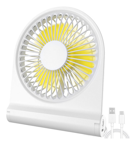 Sjrohe Ventilador De Mini Recargable Ventilado Portátil Base Y Mano Ventilador Mini Silencioso De Escritorio Portatil Recargable Usb 2000mah 3 Cuchillas 3 Marchas, 3 Velocidades Color Blanco