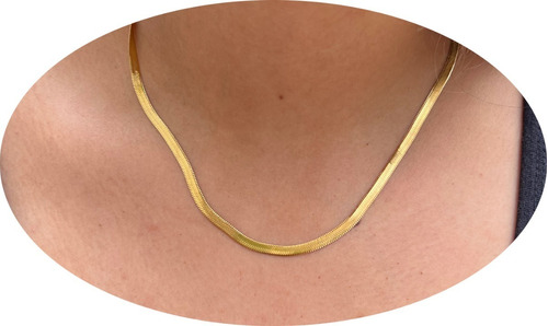 Colar Feminino Choker Gargantilha Laminada Banhada 45cm Fina