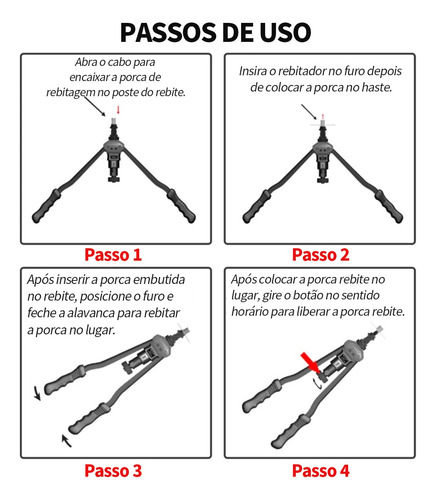 Rebitador Manual De Rosca Com Tipo Alavanca Até M3-m10 175pç