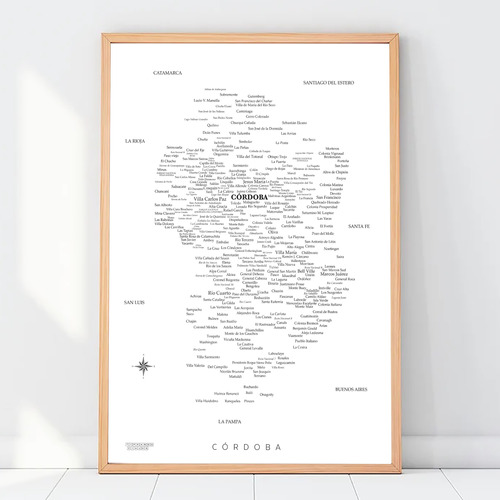 Mapa De Córdoba Cuadro Decorativo Con Vidrio