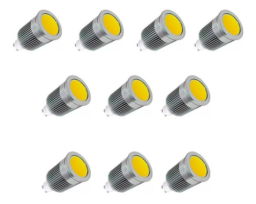 Pack X 10 Dicroicas Led 9w Cob Blanco Cálido Gu10 Baw