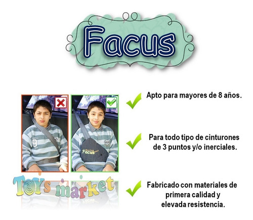 Imagen 3 de 6 de Facus Adaptador Infantil Para Cinturon De Seguridad Del Auto