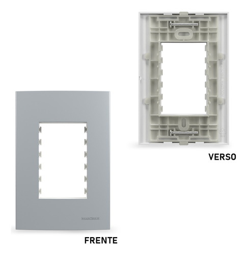 Kit 5 Placa 4x2 3 Postos Com Suporte Cinza Sleek Margirius